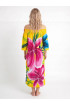 Hand Painted Rayon Off Shoulder Dress